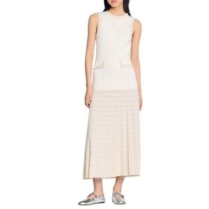 Blondine Pearl Bead Knit Maxi Dress